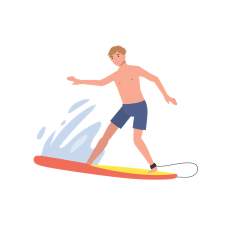 Surfers man riding on the waves  Illustration