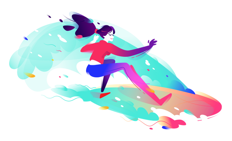 Fille surfeuse  Illustration