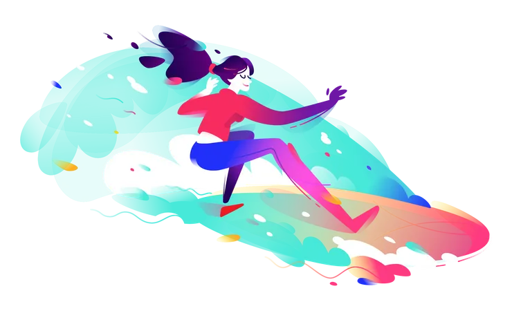 Fille surfeuse  Illustration