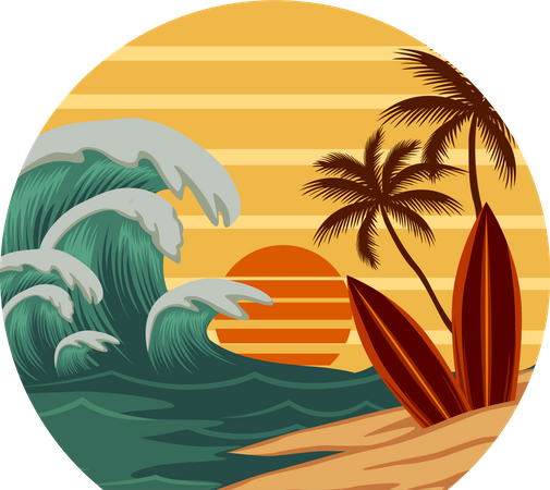 Surfing beach  Illustration