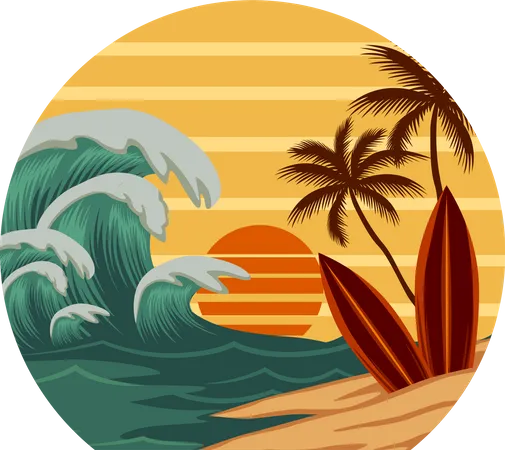 Surfing beach  Illustration