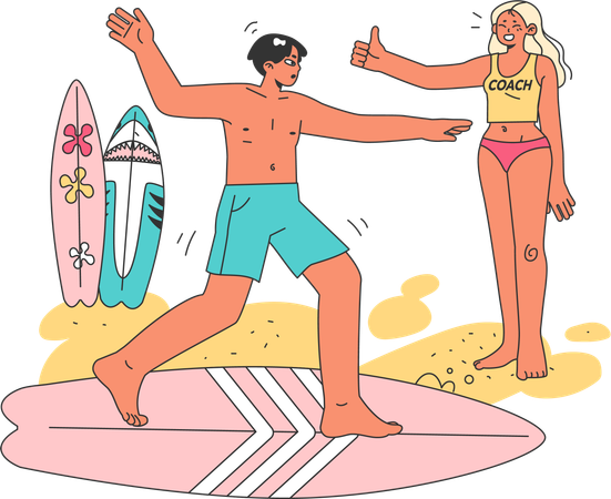 Surfing coching  Illustration