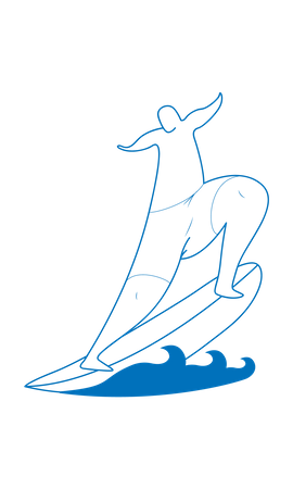 Surfing On Surfboard  Illustration