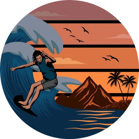 Surfing paradise  Illustration