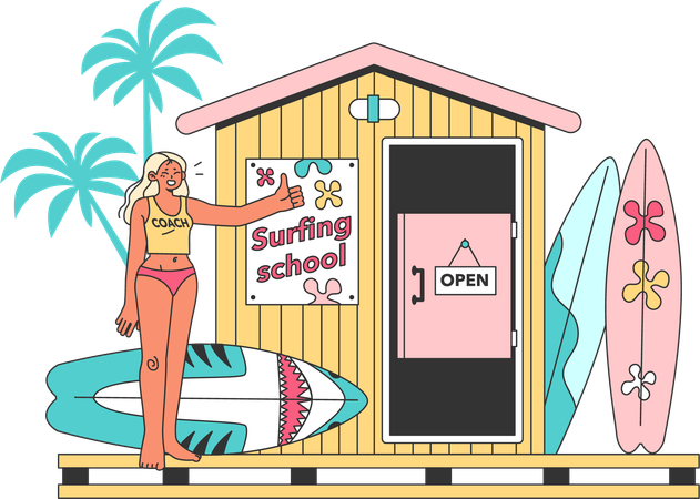 Surfing school  Illustration