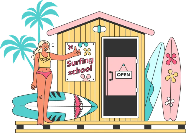 Surfing school  Illustration