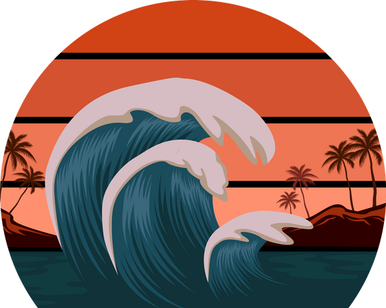 Surfing waves  Illustration