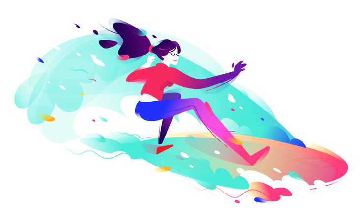 Garota surfista  Ilustração