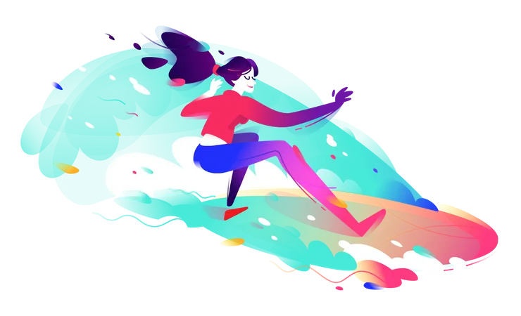 Garota surfista  Ilustração