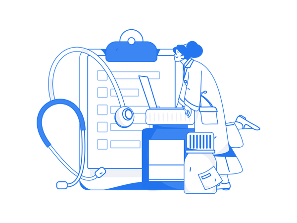 Surgeon gives online medical help  Illustration