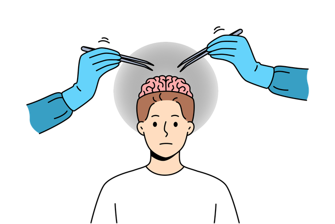 Surgeon is doing brain surgery  Illustration