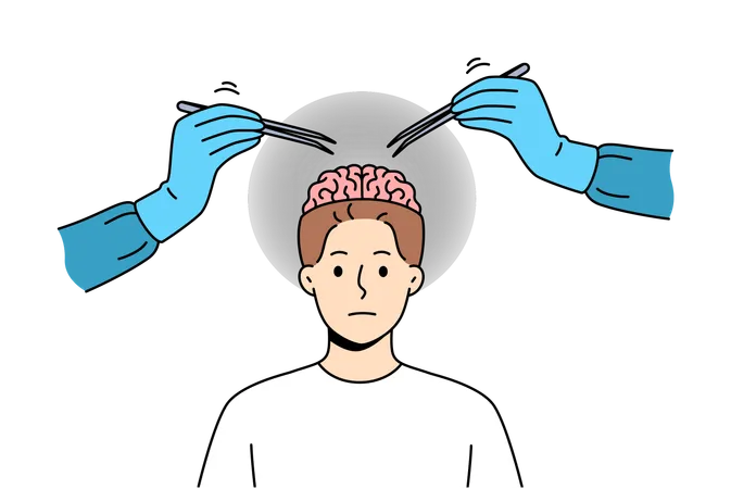Surgeon is doing brain surgery  Illustration