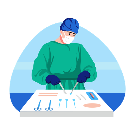 Surgeon performs surgery  Illustration