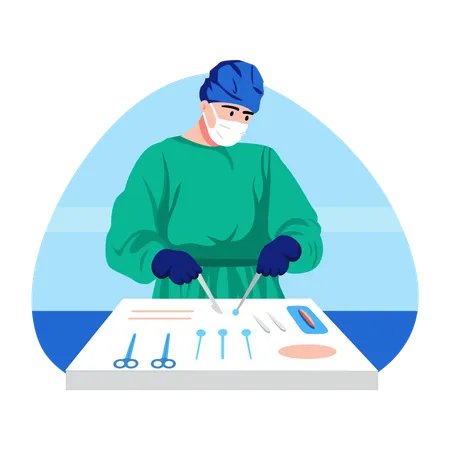 Surgeon performs surgery  Illustration