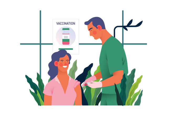 Surgeon vaccinating a patient Illustration