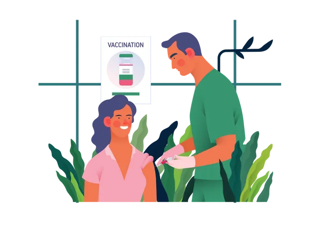 Surgeon vaccinating a patient  Illustration
