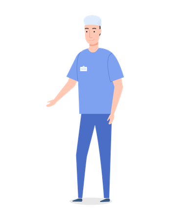 Surgeon wearing medical suit gesture hand  Illustration