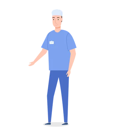 Surgeon wearing medical suit gesture hand  Illustration