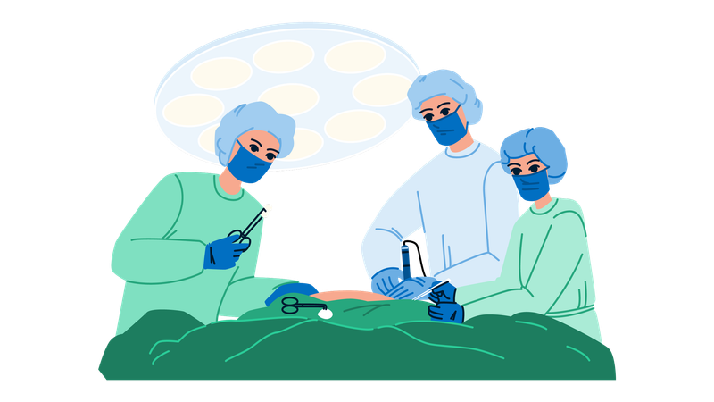 Surgeons are doing operation  イラスト