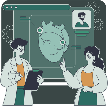 Surgeons attends online meeting to discuss patient's issue  Illustration