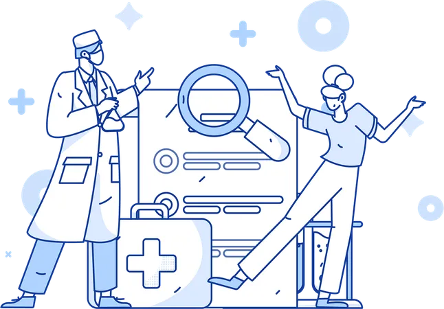 Surgeons keep track of patient's health  Illustration