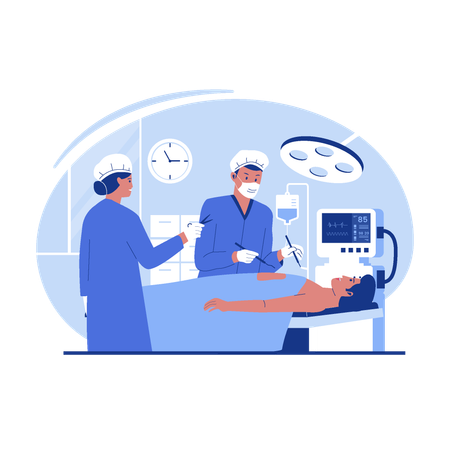 Surgeons operating patient  Illustration