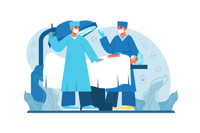 Surgeons perform an operation on a patient  Illustration