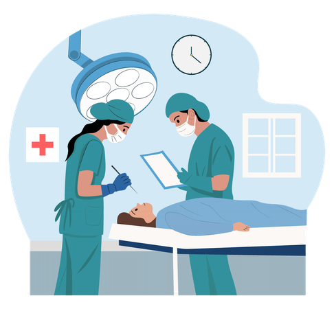 手術の準備をする外科医  イラスト