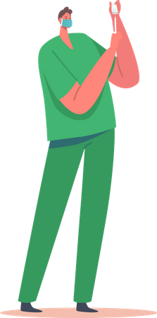 Surgery nurse wearing green uniform  Illustration