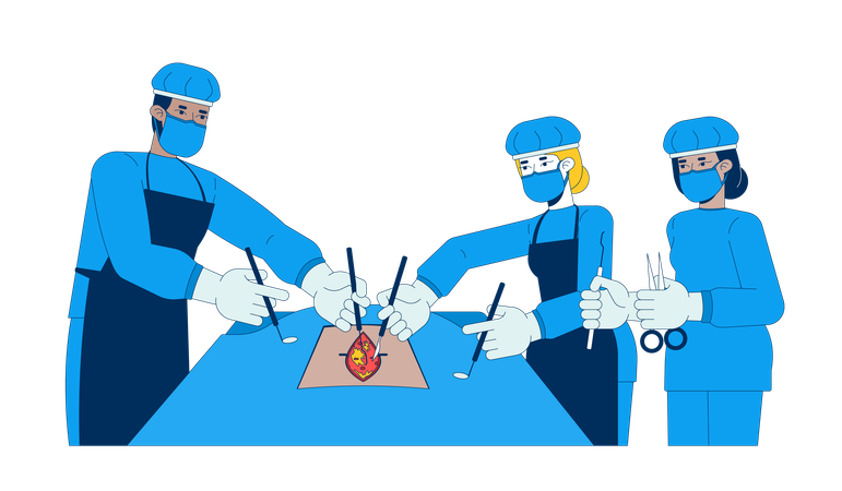 Surgical team performing operations  Illustration