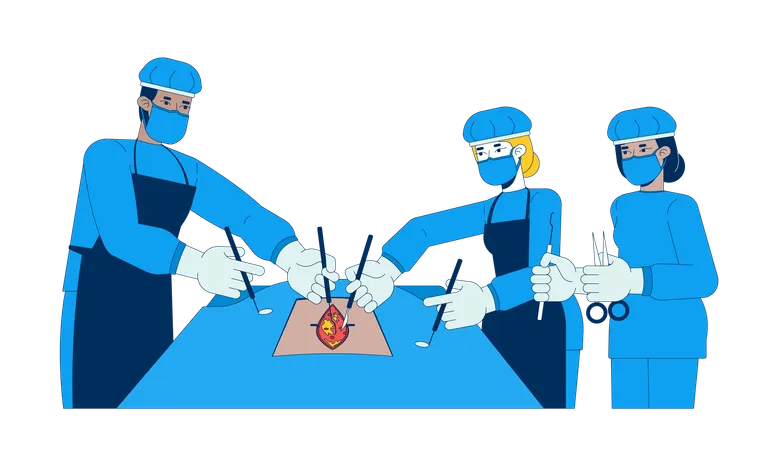 Surgical team performing operations  Illustration