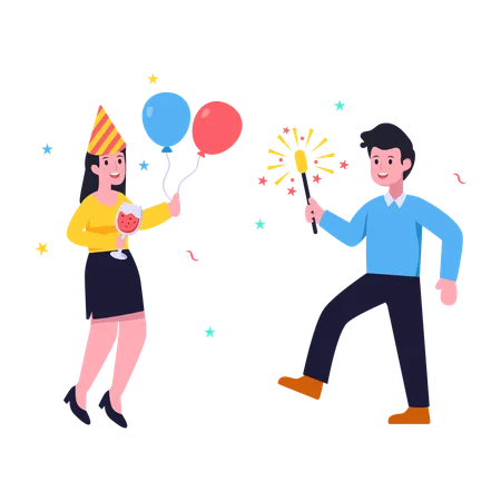 Surprise birthday celebration  Illustration