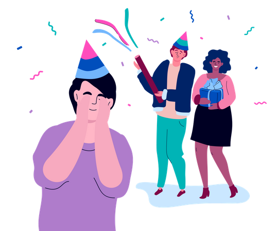 Surprise birthday party Illustration