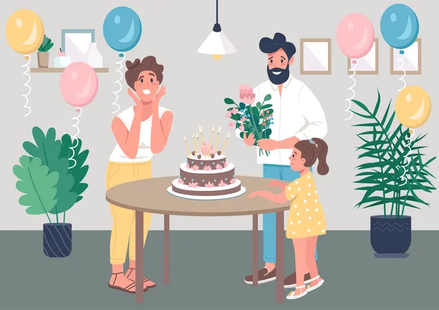 Surprise birthday party Illustration