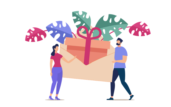 Surprise d'anniversaire, prime de salaire, livraison d'invitations pour les fêtes  Illustration