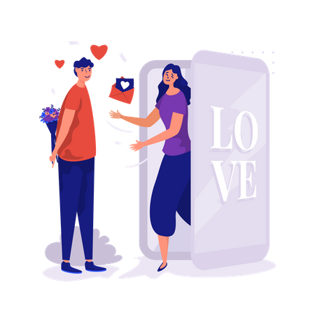 Surprise girlfriend online  Illustration