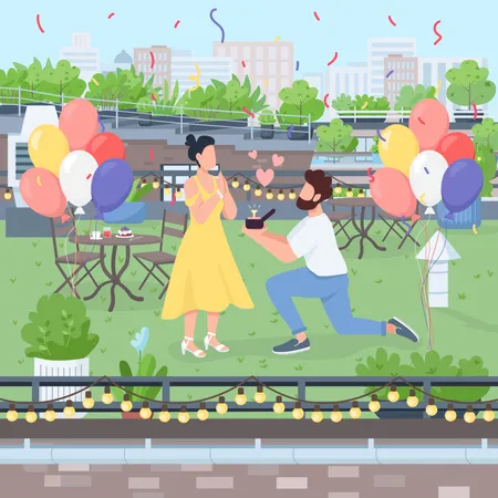 Surprise marriage proposal Illustration