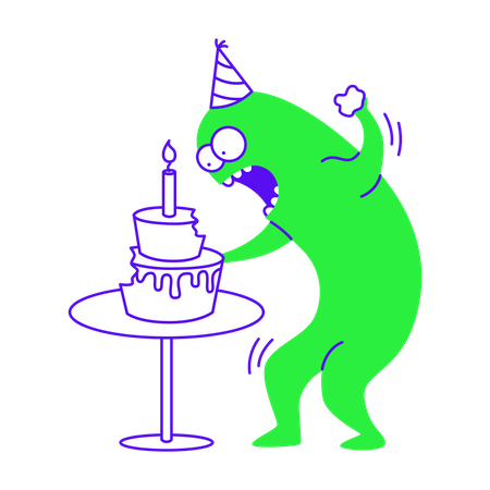 Surprised because of birthday cake  Illustration