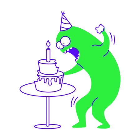 Surprised because of birthday cake  Illustration