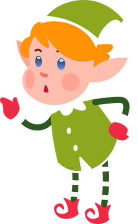 Surprised Christmas Elf  Illustration