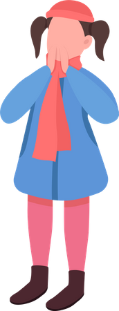 Surprised girl in winter  Illustration