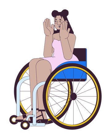 車椅子に乗った驚くラテンアメリカ人女性  イラスト