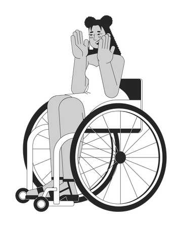 Surprised latin american woman in wheelchair  Illustration