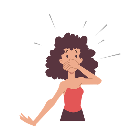 Surprised people covers mouth with hand  Illustration