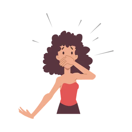 Surprised people covers mouth with hand  Illustration