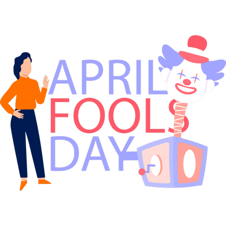 Surprised wish for girl on April fools day  Illustration