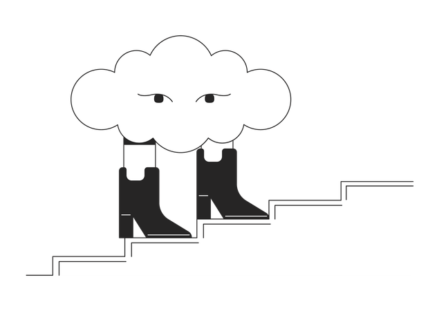 Surreal cloud walking in boots  イラスト