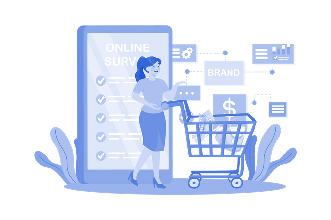 Surveys measure customer loyalty and brand perception  Illustration