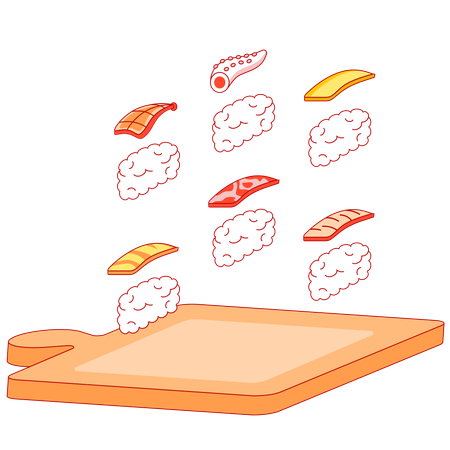 Sushi en el aire  Ilustración