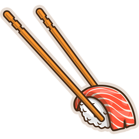 Sushi au thon avec baguettes  Illustration